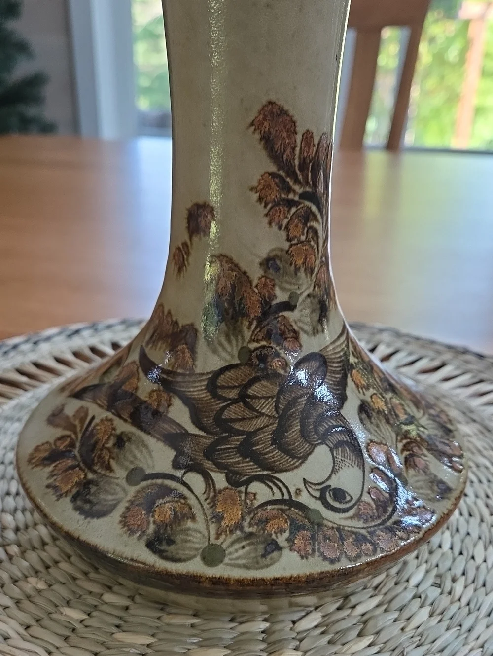 Signed Carlos Villanueva Vintage Pottery Vase | Mexican Folk Art | Bird Motif